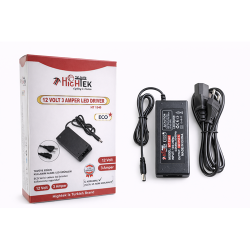 HİGHTEK HT-1540 12V 3A LAPTOP TİPİ ECO PLASTİK KASA ADAPTÖR
