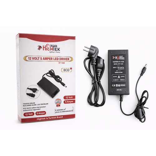 HİGHTEK HT-1526 12V 5A PLASTİK KASA ADAPTÖR