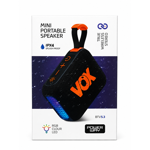 POWERWAY VOX MİNİ BLUETOOTH HOPARLÖR (SİYAH)