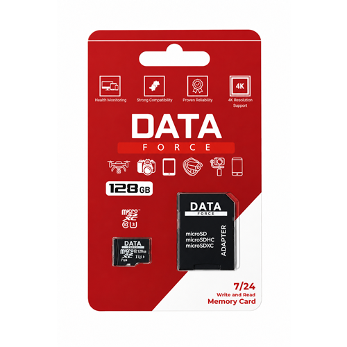 DATA FORCE 128GB C10 U3 HAFIZA KARTI 4K GÖRÜNTÜ KAYITLARI İÇİN