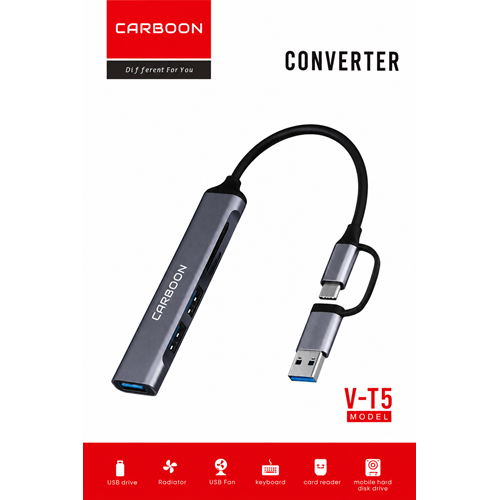 CARBOON V-T5 USB VE KART OKUYUCU TELEFON TABLET PC VB. İÇİN