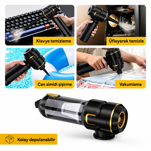 CARBOON SPR-19 100W 20000Pa Kablosuz Şarjlı Araç Süpürgesi ve Hava Üfleme