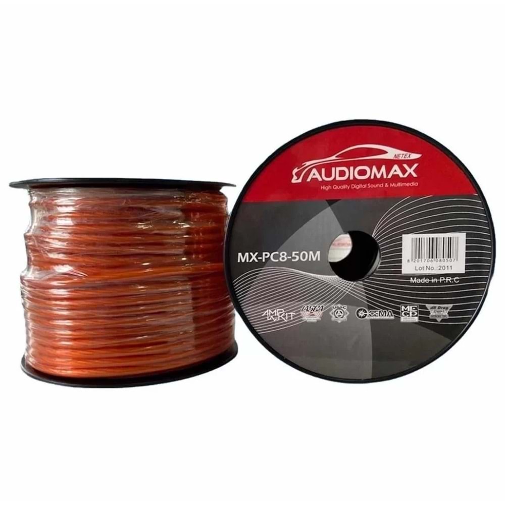 Audiomax MX-PC8 50M 8 GA Artı Kablosu 50mt